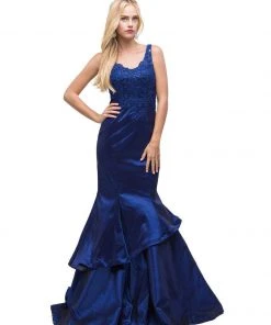 Formal Gowns Dancing Queen 9457 Sleeveless V-Neck Mermaid Evening Dress