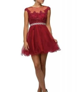 Cocktail Dresses Dancing Queen - 9489 Lace Applique A-line Cocktail Dress