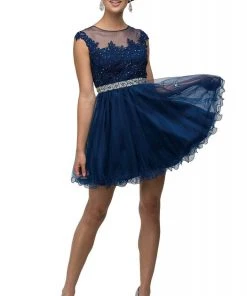 Cocktail Dresses Dancing Queen - 9489 Lace Applique A-line Cocktail Dress