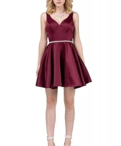 Dancing Queen - 9504 Jeweled Waistband Sweetheart Neck Satin A-line Cocktail Dress - 1 Pc Navy In Size L Available 11 Dancing Queen - 9504 Jeweled Waistband Sweetheart Neck Satin A-line Cocktail Dress - 1 Pc Navy In Size L Available