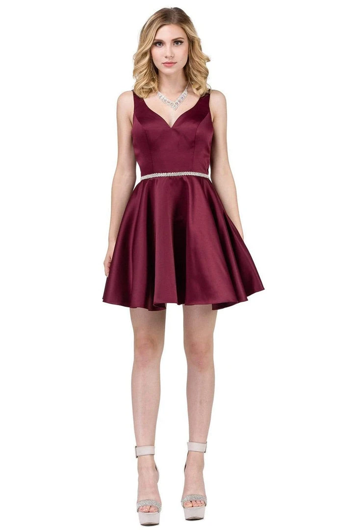 Dancing Queen - 9504 Jeweled Waistband Sweetheart Neck Satin A-line Cocktail Dress - 1 Pc Navy In Size L Available 7 Dancing Queen - 9504 Jeweled Waistband Sweetheart Neck Satin A-line Cocktail Dress - 1 Pc Navy In Size L Available