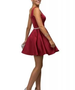 Dancing Queen - 9504 Jeweled Waistband Sweetheart Neck Satin A-line Cocktail Dress - 1 Pc Navy In Size L Available 10 Dancing Queen - 9504 Jeweled Waistband Sweetheart Neck Satin A-line Cocktail Dress - 1 Pc Navy In Size L Available