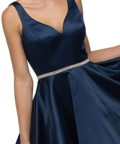 Cocktail Dresses Dancing Queen - 9504 Sleeveless Sweetheart Satin Bejeweled Cocktail Dress