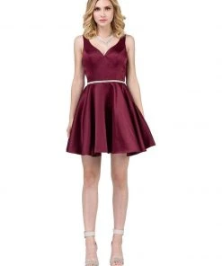 Cocktail Dresses Dancing Queen - 9504 Sleeveless Sweetheart Satin Bejeweled Cocktail Dress