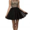 Cocktail Dresses Dancing Queen - 9518 Lace Embellished Illusion A-Line Short Prom Dress