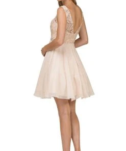 Dancing Queen - 9659 Illusion Lace Bodice Cocktail Dress Cocktail Dresses