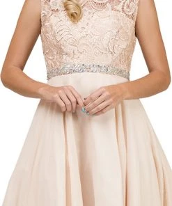 Dancing Queen - 9659 Illusion Lace Bodice Cocktail Dress Cocktail Dresses 11 Dancing Queen - 9659 Illusion Lace Bodice Cocktail Dress Cocktail Dresses
