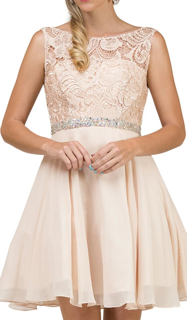 Dancing Queen - 9659 Illusion Lace Bodice Cocktail Dress Cocktail Dresses 5 Dancing Queen - 9659 Illusion Lace Bodice Cocktail Dress Cocktail Dresses