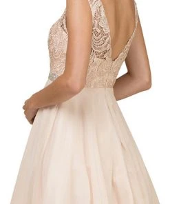 Dancing Queen - 9659 Illusion Lace Bodice Cocktail Dress Cocktail Dresses 12 Dancing Queen - 9659 Illusion Lace Bodice Cocktail Dress Cocktail Dresses