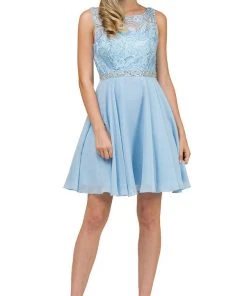 Dancing Queen - 9659 Illusion Lace Bodice Cocktail Dress Cocktail Dresses 14 Dancing Queen - 9659 Illusion Lace Bodice Cocktail Dress Cocktail Dresses
