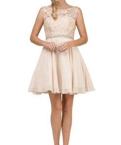 Dancing Queen - 9659 Illusion Lace Bodice Cocktail Dress Cocktail Dresses