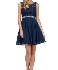 Dancing Queen - 9659 Illusion Lace Bodice Cocktail Dress Cocktail Dresses 13 Dancing Queen - 9659 Illusion Lace Bodice Cocktail Dress Cocktail Dresses