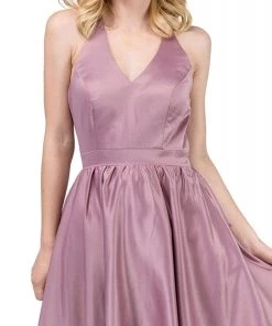 Dancing Queen - 9836 Lace V-neck A-line Dress Cocktail Dresses