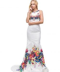 Dancing Queen 9883 Two-Piece Floral Print Mermaid Evening Dress