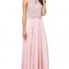 Formal Gowns Dancing Queen - Bead Embellished Halter Evening Dress 2402 - 1 Pc Blush In Size M Available
