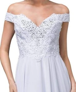 Dancing Queen Bridal - 137 Embellished Off-Shoulder A-line Gown Formal Gowns