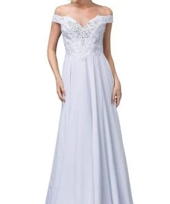 Dancing Queen Bridal - 137 Embellished Off-Shoulder A-line Gown Formal Gowns