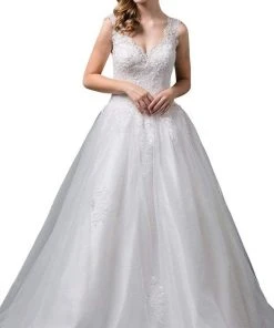Formal Gowns Dancing Queen Bridal - Sleeveless Embroidered Bodice Long Ballgown 71 - 1 Pc Off White In Size XS Available