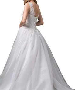 Formal Gowns Dancing Queen Bridal - Sleeveless Embroidered Bodice Long Ballgown 71 - 1 Pc Off White In Size XS Available