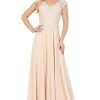 Dancing Queen - Cap Sleeve Floral Lace Prom Dress 4122 - 1 Pc Champagne In Size L And 1 Pc Mocha In Size L Available