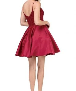 Dancing Queen - Jeweled Lace Bodice Homecoming Dress 3037 - 1 Pc Burgundy In Size 3XL Available