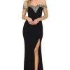 Formal Gowns Dancing Queen - Lace Off Shoulder Prom Dress 4004 - 1 Pc Black In Size M Available