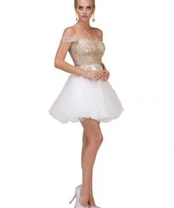 Dancing Queen Off Shoulder Embellished Cocktail Dress 2130 - 1 Pc Black In Size L Available Cocktail Dresses