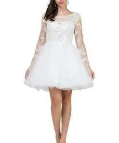 Dancing Queen Quarter Sleeve Appliqued Dress 2101 - 1 Pc Off White In Size 3XL Available