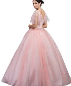 Dancing Queen - Sheer Butterfly Sleeve Embellished Quinceanera Ballgown 1203 - 1 Pc Blush In Size S Available 9 Dancing Queen - Sheer Butterfly Sleeve Embellished Quinceanera Ballgown 1203 - 1 Pc Blush In Size S Available