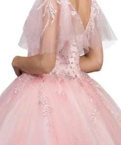 Dancing Queen - Sheer Butterfly Sleeve Embellished Quinceanera Ballgown 1203 - 1 Pc Blush In Size S Available 8 Dancing Queen - Sheer Butterfly Sleeve Embellished Quinceanera Ballgown 1203 - 1 Pc Blush In Size S Available