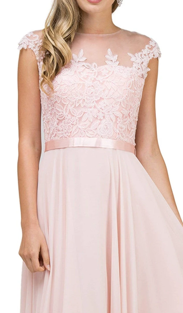 Dancing Queen - Sheer Floral A Line Long Gown 2121 - 1 Pc Champagne In Size S Available 4 Dancing Queen - Sheer Floral A Line Long Gown 2121 - 1 Pc Champagne In Size S Available