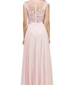 Dancing Queen - Sheer Floral A Line Long Gown 2121 - 1 Pc Champagne In Size S Available 9 Dancing Queen - Sheer Floral A Line Long Gown 2121 - 1 Pc Champagne In Size S Available