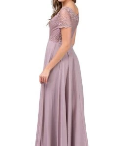 Formal Gowns Dancing Queen - Short Sleeve Illusion Lattice Ornate A-Line Gown 2268 8 Formal Gowns Dancing Queen - Short Sleeve Illusion Lattice Ornate A-Line Gown 2268