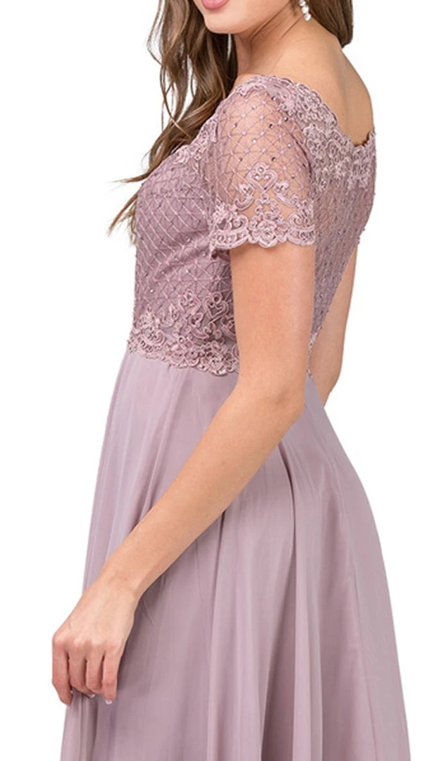 Formal Gowns Dancing Queen - Short Sleeve Illusion Lattice Ornate A-Line Gown 2268 6 Formal Gowns Dancing Queen - Short Sleeve Illusion Lattice Ornate A-Line Gown 2268