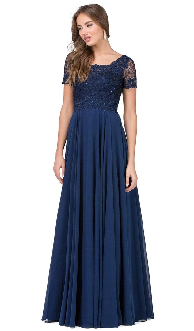 Formal Gowns Dancing Queen - Short Sleeve Illusion Lattice Ornate A-Line Gown 2268 7 Formal Gowns Dancing Queen - Short Sleeve Illusion Lattice Ornate A-Line Gown 2268