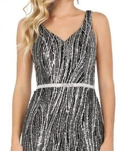 Formal Gowns Dancing Queen - Sleeveless Glitter Ornate Mermaid Gown 2943 - 1 Pc Black In Size 3XL Available 7 Formal Gowns Dancing Queen - Sleeveless Glitter Ornate Mermaid Gown 2943 - 1 Pc Black In Size 3XL Available