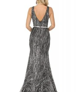 Formal Gowns Dancing Queen - Sleeveless Glitter Ornate Mermaid Gown 2943 - 1 Pc Black In Size 3XL Available 6 Formal Gowns Dancing Queen - Sleeveless Glitter Ornate Mermaid Gown 2943 - 1 Pc Black In Size 3XL Available