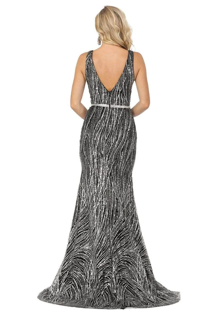 Formal Gowns Dancing Queen - Sleeveless Glitter Ornate Mermaid Gown 2943 - 1 Pc Black In Size 3XL Available 4 Formal Gowns Dancing Queen - Sleeveless Glitter Ornate Mermaid Gown 2943 - 1 Pc Black In Size 3XL Available