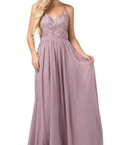 Dancing Queen - Spaghetti Strap Embroidered A-line Dress 2571 - 1 Pc Mocha In Size XS Available Formal Gowns