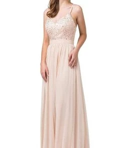 Dancing Queen - Spaghetti Strap Embroidered A-line Dress 2571 - 1 Pc Mocha In Size XS Available Formal Gowns
