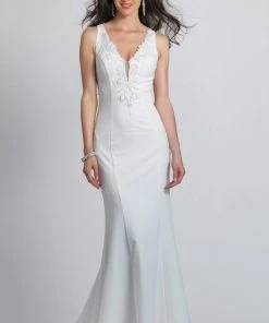 Dave & Johnny - A9157 V-Neck Sequined Sheath Dress