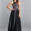 Dave & Johnny - Floral Embroidered Jewel Bodice A-Line Gown A7616 - 1 Pc Black In Size 12 Available Formal Gowns
