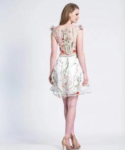 Cocktail Dresses Dave & Johnny - Two Piece Floral Embroidered A-line Dress 3982 - 1 Pc Ivory In Size 16 Available 5 Cocktail Dresses Dave & Johnny - Two Piece Floral Embroidered A-line Dress 3982 - 1 Pc Ivory In Size 16 Available