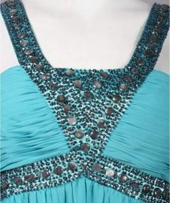 Formal Gowns Decode 1.8 - 180467 Metallic Studded Silk Chiffon A-Line Gown