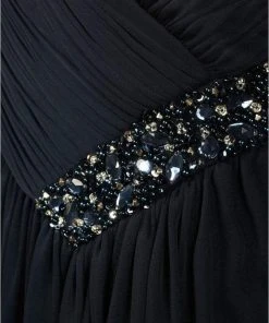 Formal Gowns Decode 1.8 - 181489 Surplice Ruched V-Neck Jeweled Chiffon Gown