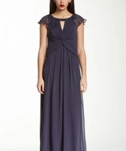 Decode 1.8 - 182648 Beaded Ruched Twisted Chiffon Dress Formal Gowns