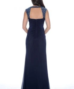 Decode 1.8 - 182852 Princess Anne Style Jersey Sheath Dress - 1 Pc Navy In Size 6 Available Formal Gowns