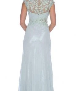 Decode 1.8 - 182896 Embellished Cap Sleeve Bateau Neck Dress - 3 Pcs Sage In Size 4, 6 And 14 Available Formal Gowns