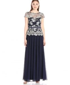 Decode 1.8 - 183513 Embroidered Illusion Short Sleeves Evening Dress