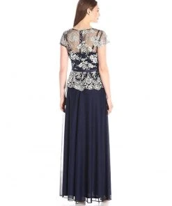 Decode 1.8 - 183513 Embroidered Illusion Short Sleeves Evening Dress